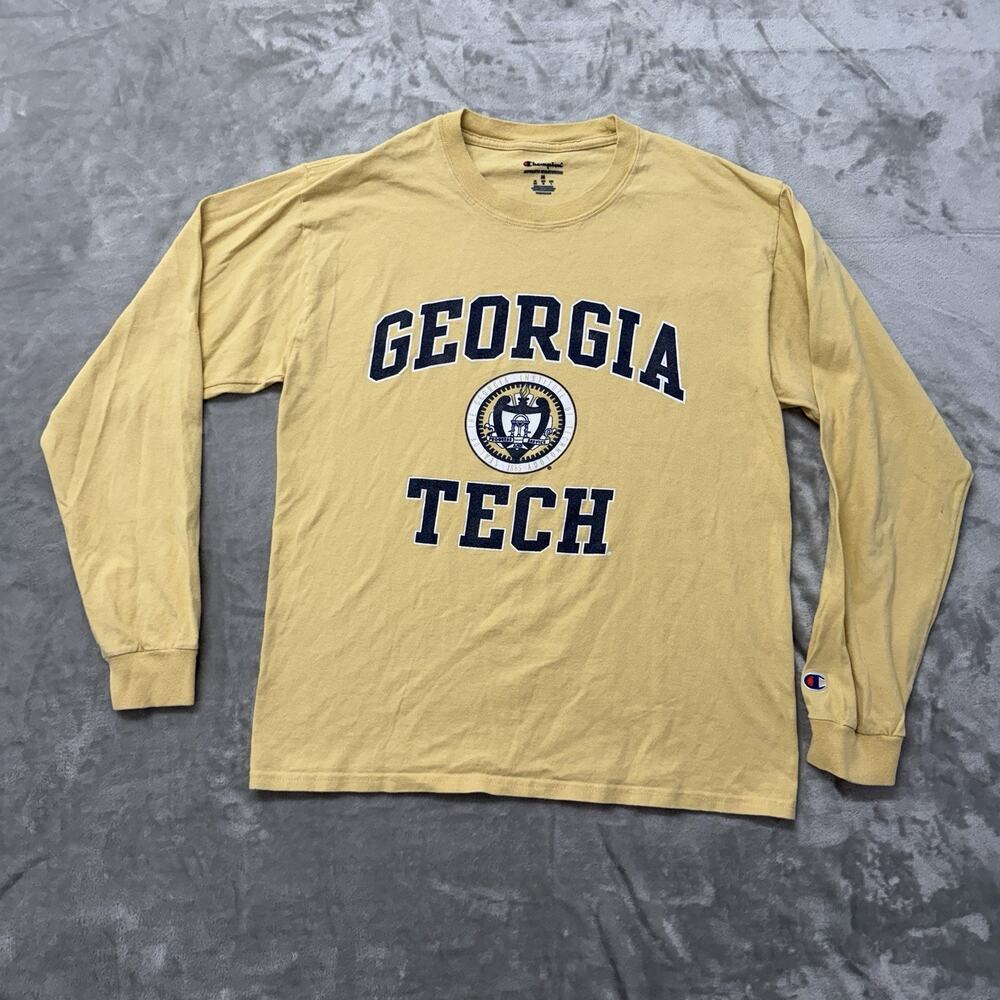 Champion Georgia Tech Yellow Jackets Long Sleeve T-Shirt Gold Men’s Size Medium